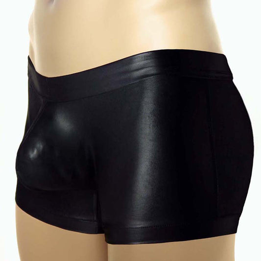 Faux Leather Contoured Pouch Short