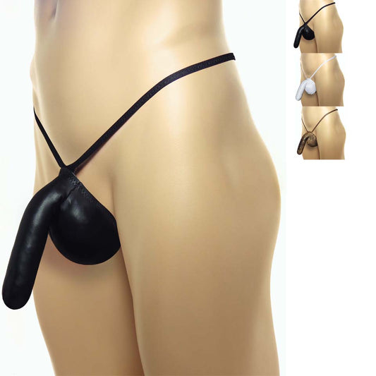 Stretch Leather Cock-Sock G-string