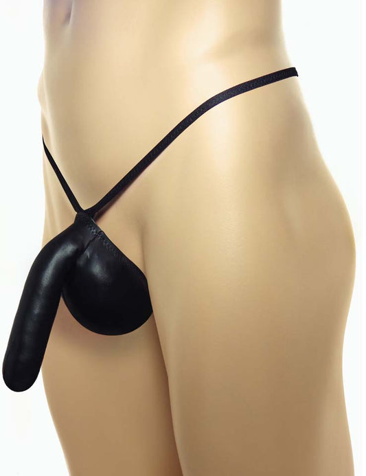 Stretch Leather Cock-Sock Thong G-string